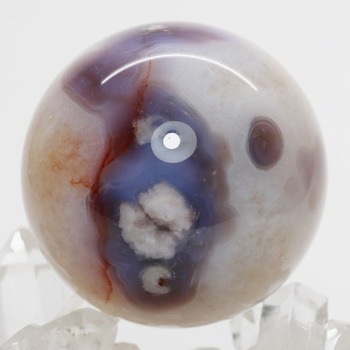 [天然無着色]インドネシア産パープルフラワー瑪瑙スフィア（丸玉直径約49.9mm）(PFAG-SP1712IS)