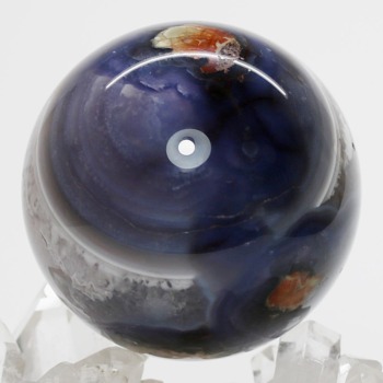 [天然無着色]インドネシア産パープルフラワー瑪瑙スフィア（丸玉直径約59.0mm）(PFAG-SP2520IS)