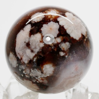 [天然無着色]インドネシア産パープルフラワー瑪瑙スフィア（丸玉直径約60.6mm）(PFAG-SP3010IS)