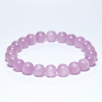 [高品質]ナイジェリア産ピンククンツァイトブレスレット（約8.5mm玉/一部キャッツアイ入り）(PKZE-BR0851IS)