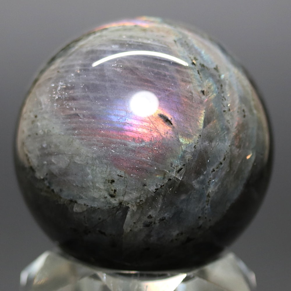 ピンクパープルラブラドライト丸玉/スフィア(直径約55.5mm)-slide-5