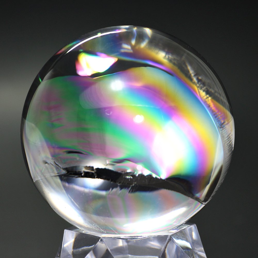 [トップクォリティ]レインボー水晶玉/アイリスクォーツスフィア（丸玉直径65.6mm）