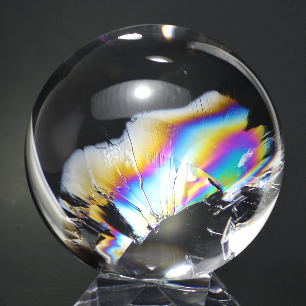 [トップクォリティ]レインボー水晶玉/アイリスクォーツスフィア（丸玉直径100.6mm）