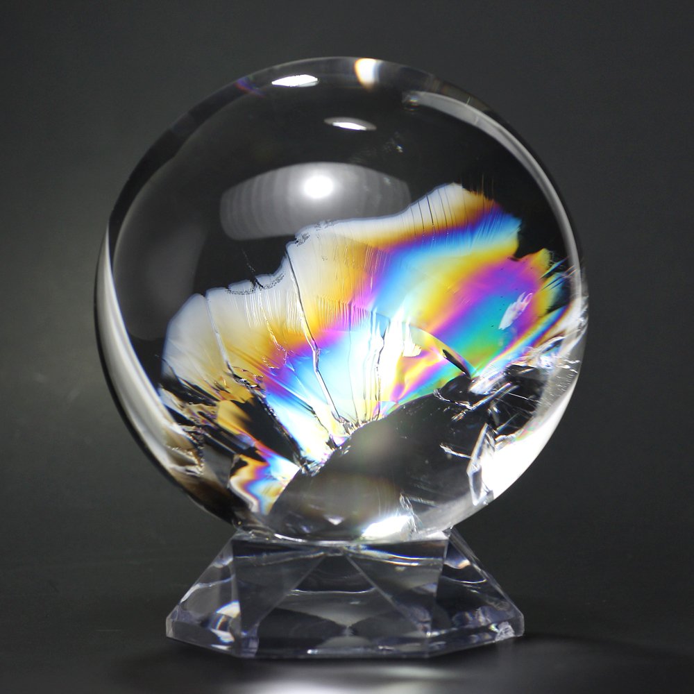 [トップクォリティ]レインボー水晶玉/アイリスクォーツスフィア（丸玉直径100.6mm）