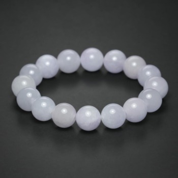 高品質++]ミャンマー産天然ラベンダー翡翠ブレスレット（約12.5mm玉）(RVJD-BR1251IS)