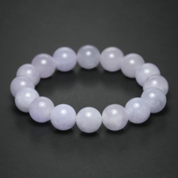 [トップクォリティ]ミャンマー産天然ラベンダー翡翠ブレスレット（約12.5mm玉）(RVJD-BR1252IS)