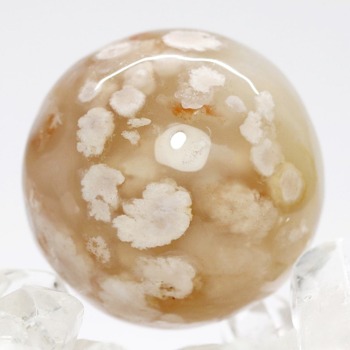 [天然無着色]マダガスカル産桜瑪瑙スフィア／チェリーブロッサムアゲート（丸玉直径約32.8〜33.3mm）(SKR-SP4940IS)