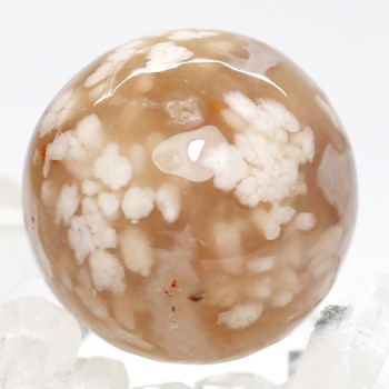 [天然無着色]マダガスカル産桜瑪瑙スフィア／チェリーブロッサムアゲート（丸玉直径約33.1〜33.6mm）(SKR-SP5090IS)