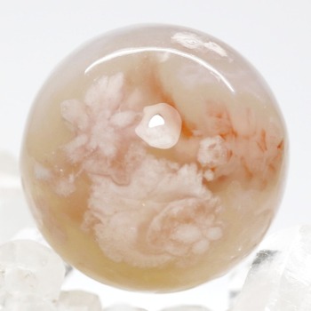[天然無着色]マダガスカル産桜瑪瑙スフィア／チェリーブロッサムアゲート（丸玉直径約33.4〜33.8mm）(SKR-SP5240IS)