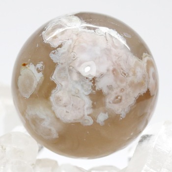 [天然無着色]マダガスカル産桜瑪瑙スフィア／チェリーブロッサムアゲート（丸玉直径約33.9〜34.3mm）(SKR-SP5380IS)
