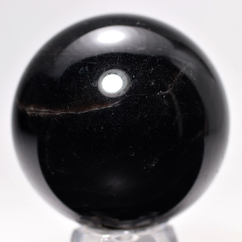 [山東省産]モリオン丸玉/天然黒水晶スフィア（直径52.1mm）