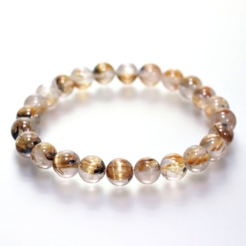 [特別価格/3A]太陽放射ルチルクォーツブレスレット（約8mm玉）(TIYR-BR0802IS)