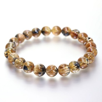 [高品質++]太陽放射ルチルクォーツブレスレット（約8.5mm玉）(TIYR-BR0853IS)