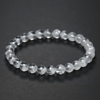 [トップクォリティ]マダカスカル産スノーホワイトファントムクォーツブレスレット（約6.5mm玉）(WHSP-BR0651IS)