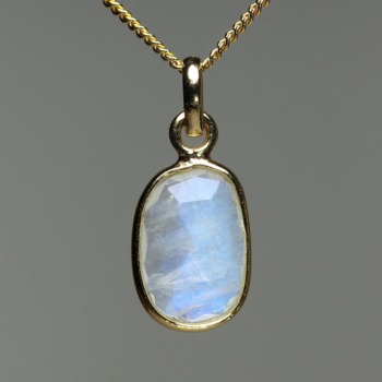 [高品質]ホワイトラブラドライトペンダントトップ/レインボームーンストーン（シルバー925・ラフカット・イエローゴールドカラー）(WTLA-PT003IS)