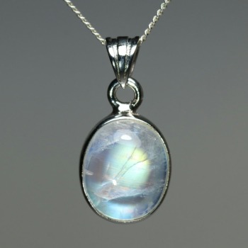 [高品質]ホワイトラブラドライトペンダントトップ/レインボームーンストーン（シルバー925・オーバル・シルバーカラー）(WTLA-PT013IS)