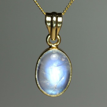 [高品質]ホワイトラブラドライトペンダントトップ/レインボームーンストーン（シルバー925・オーバル・イエローゴールドカラー）(WTLA-PT017IS)