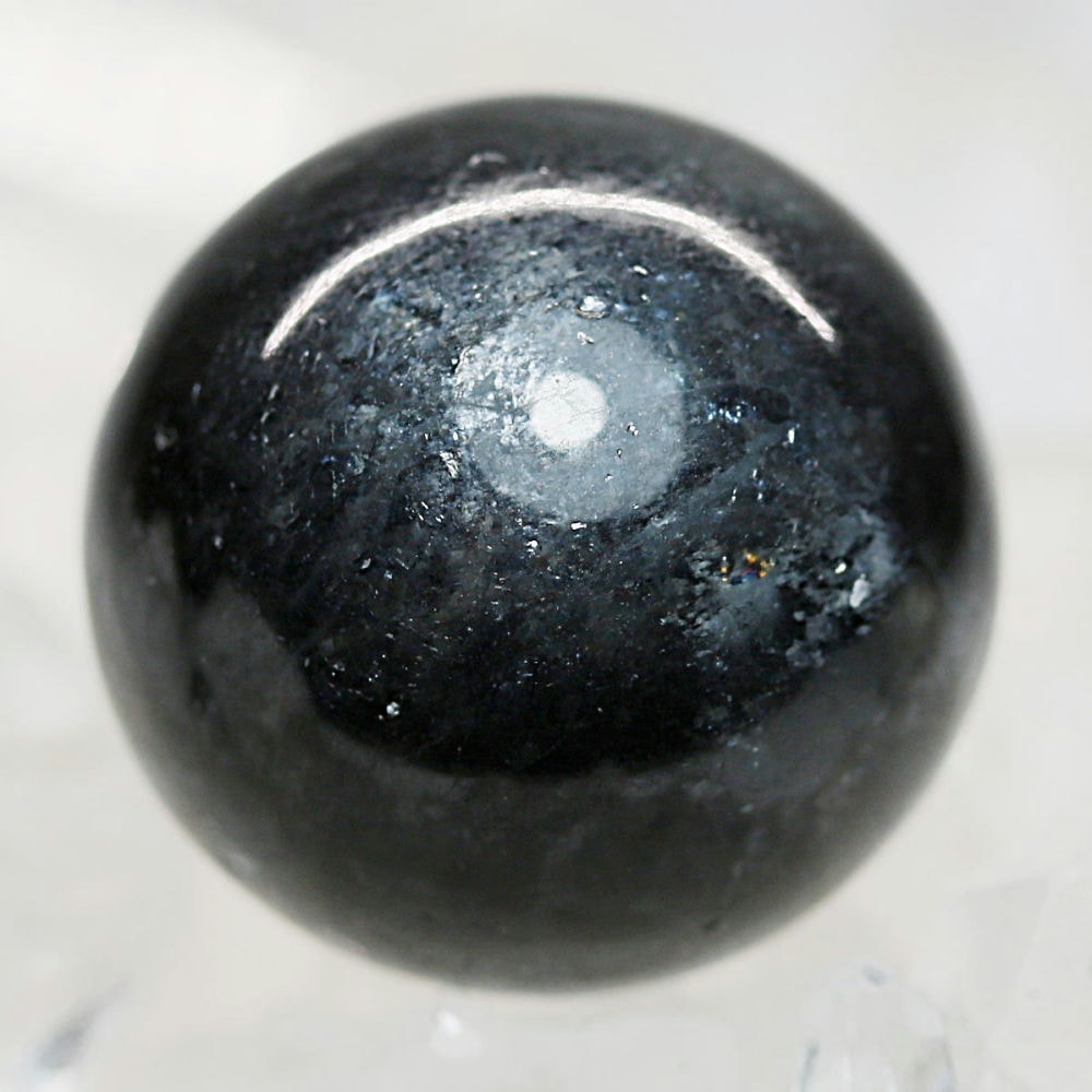 [ブラジル産]天然ブラックスターアクアマリン丸玉/スフィア（直径20.3mm）