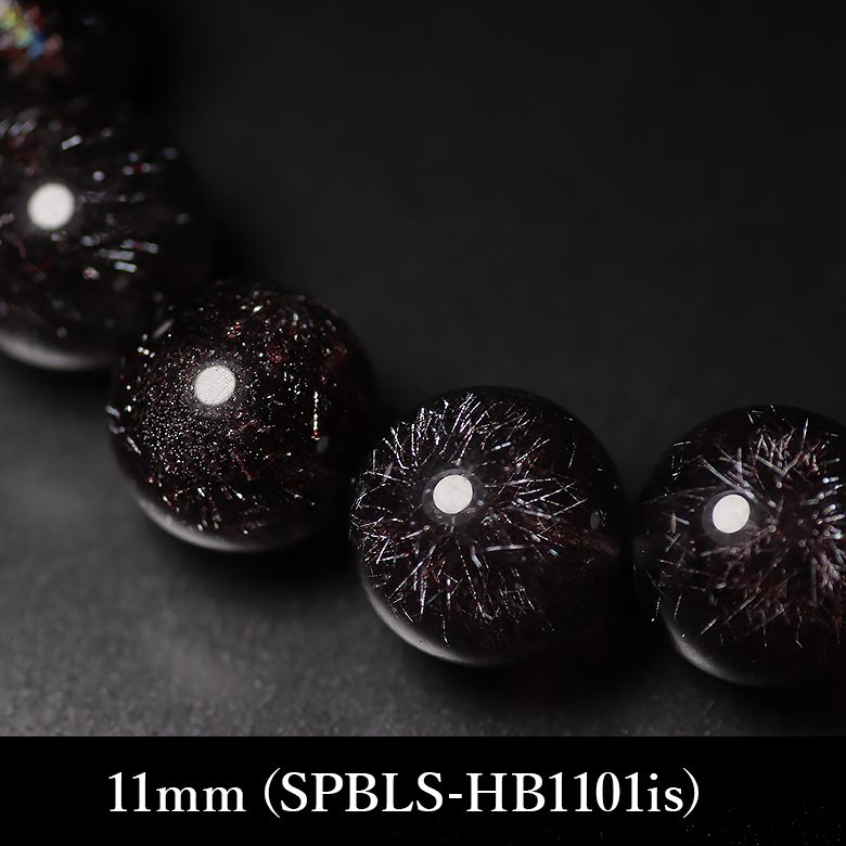 最高品質]花火ブラックスーパーセブンブレスレット（約11mm玉）(SPBLS-HB1101is) 天然石・パワーストーン  Infonix（インフォニック）