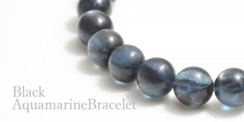 ブラックアクアマリンブレスレット12.2mm ブラックスター アクアマリン ブレスレット 12mm玉 No.65 （鑑別