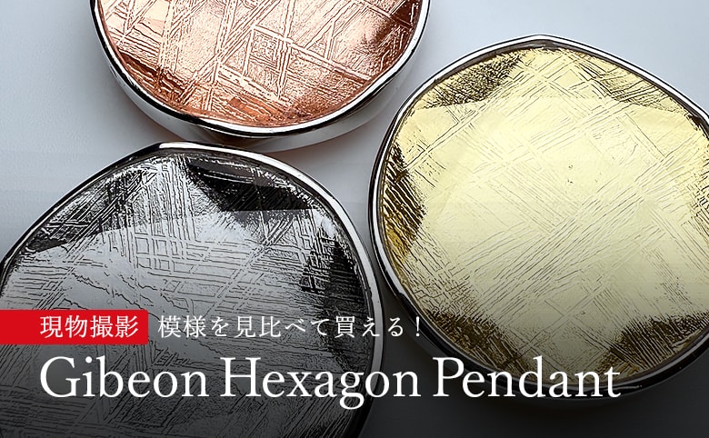 ギベオンヘキサゴンペンダント（ネックレストップ）現物撮影商品イメージ写真