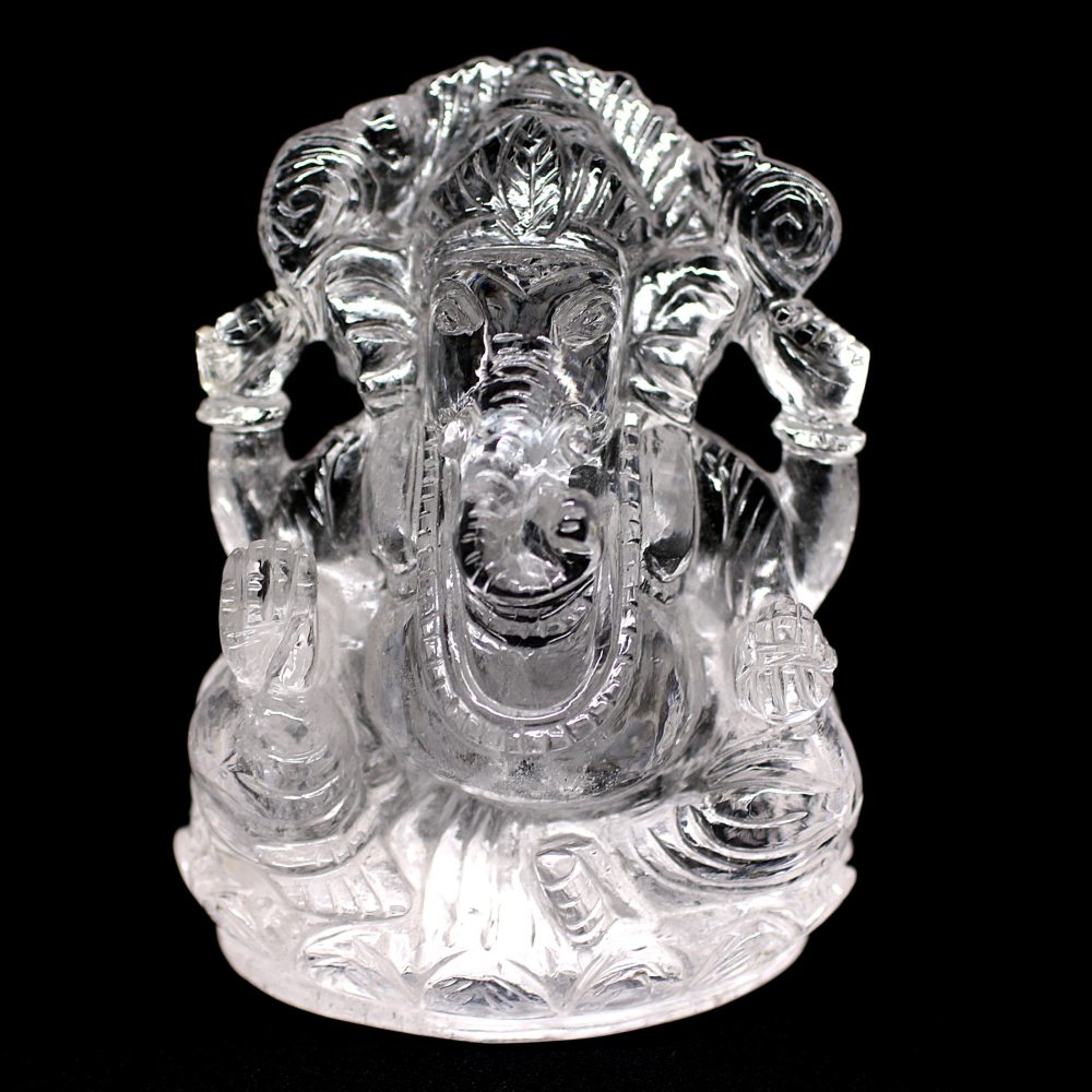[インド産]ヒマラヤ水晶ガネーシャ像（高さ約10cm）