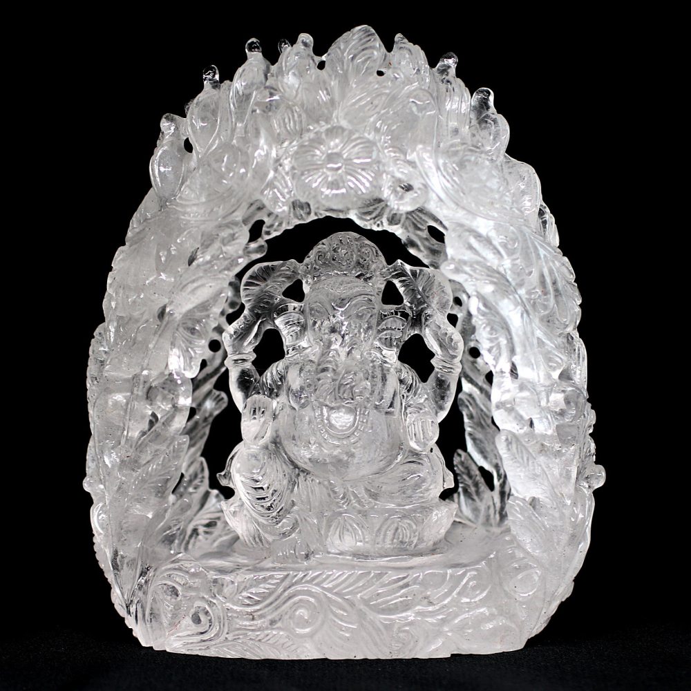 [インド産]ヒマラヤ水晶ガネーシャ像（高さ約15cm）