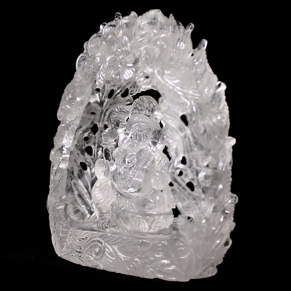 [インド産]ヒマラヤ水晶ガネーシャ像（高さ約15cm）(IND