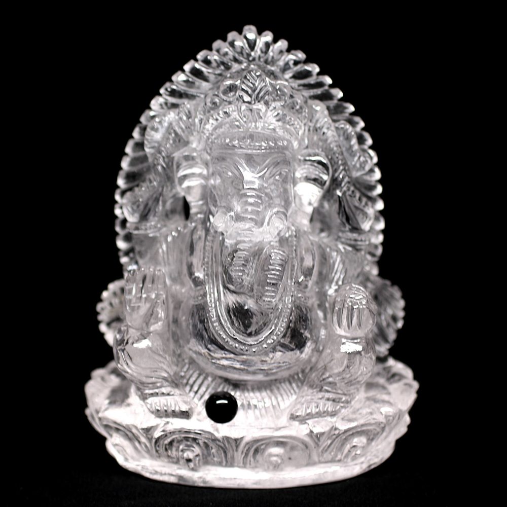 [インド産]ヒマラヤ水晶ガネーシャ像（高さ約14cm）(IND