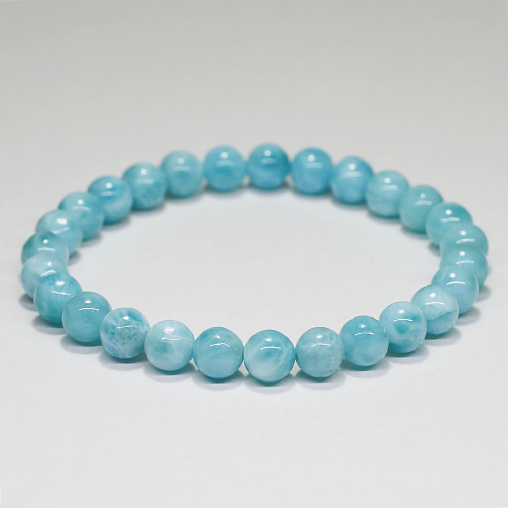 高品質]ラリマーブレスレット（約6.5mm玉）(LARIMAR-HE0656IS ...