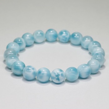 [高品質]アイスラリマーブレスレット（約11.5mm玉）(LARIMAR ...