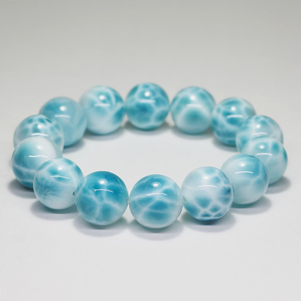 高品質++]ラリマーブレスレット（約14.5mm玉）(LARIMAR-HE1451IS) 天然石・パワーストーン Infonix（インフォニック）