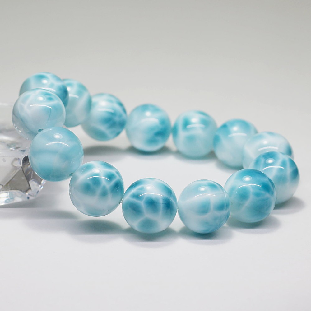 高品質++]ラリマーブレスレット（約14.5mm玉）(LARIMAR-HE1451IS ...