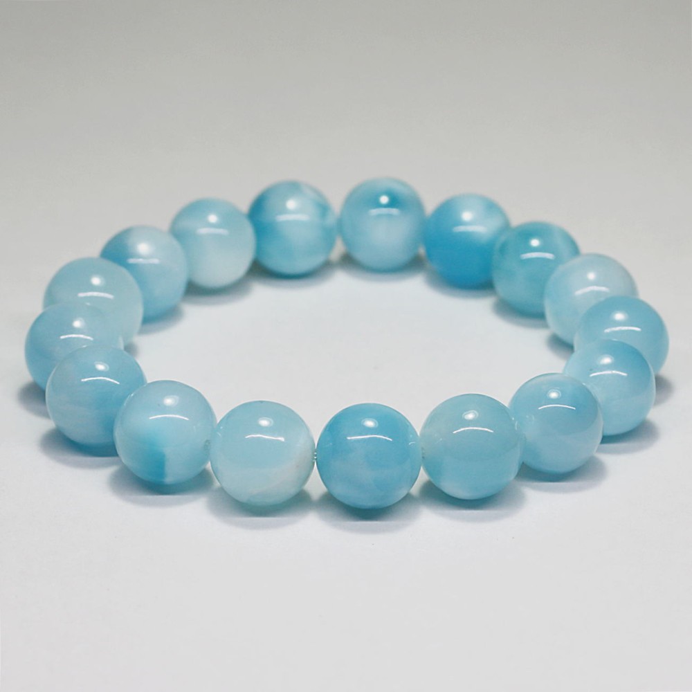 高品質]アイスラリマーブレスレット（約11.5mm玉）(LARIMAR-IE1151IS 