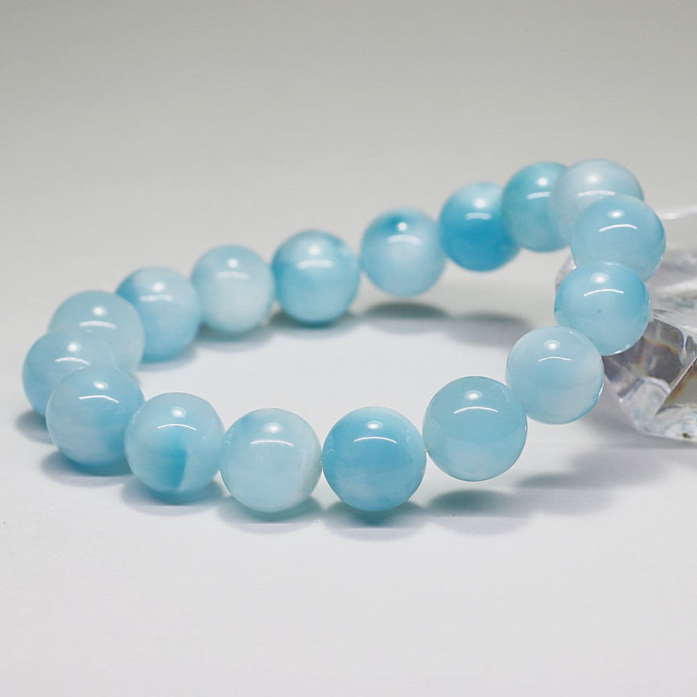 高品質]アイスラリマーブレスレット（約11.5mm玉）(LARIMAR-IE1151IS) 天然石・パワーストーン Infonix（インフォニック）