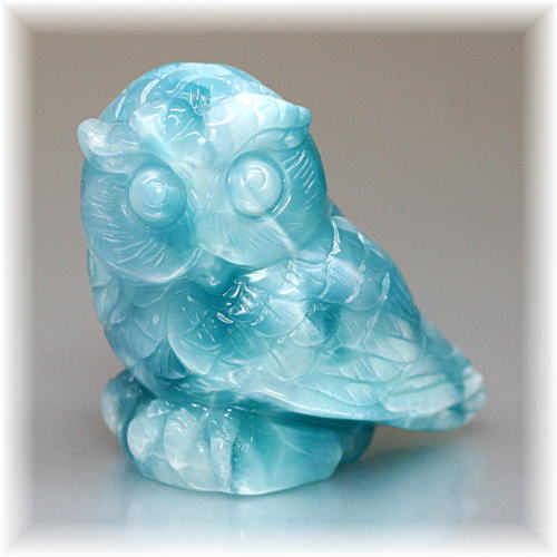 高品質]天然ラリマー彫刻フクロウ（置物）(LARIMAR-OWL107IS) | 天然石