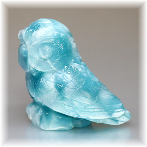 高品質]天然ラリマー彫刻フクロウ（置物）(LARIMAR-OWL107IS) | 天然石