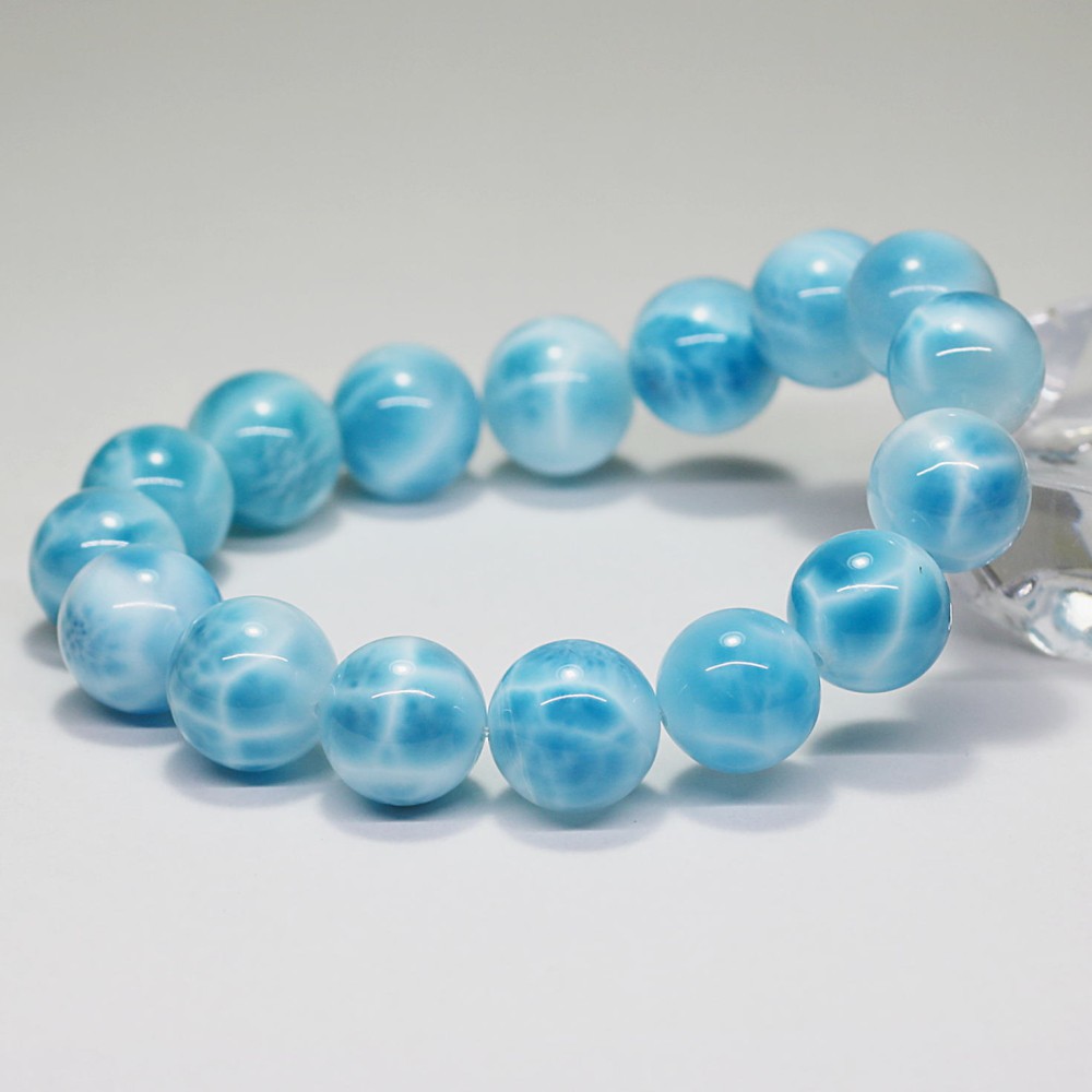 最高品質]宝石質ラリマーブレスレット（約13.5mm玉）(LARIMAR-SSX1351IS) 天然石・パワーストーン  Infonix（インフォニック）