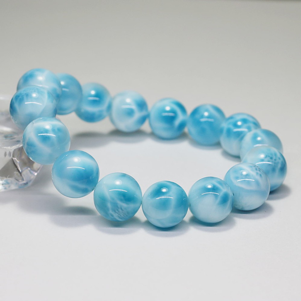 最高品質]宝石質ラリマーブレスレット（約13.5mm玉）(LARIMAR-SSX1351IS) 天然石・パワーストーン  Infonix（インフォニック）