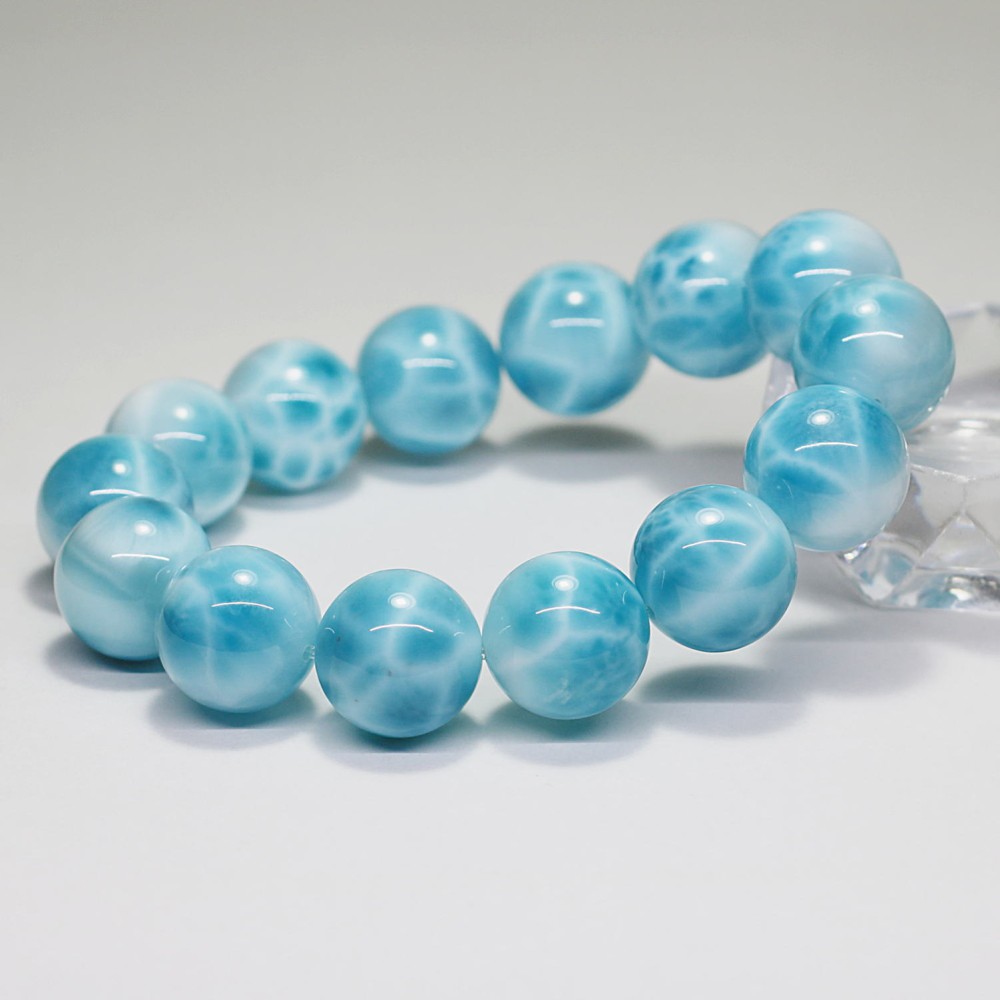 トップクォリティ]ラリマーブレスレット（約15.5mm玉）(LARIMAR ...