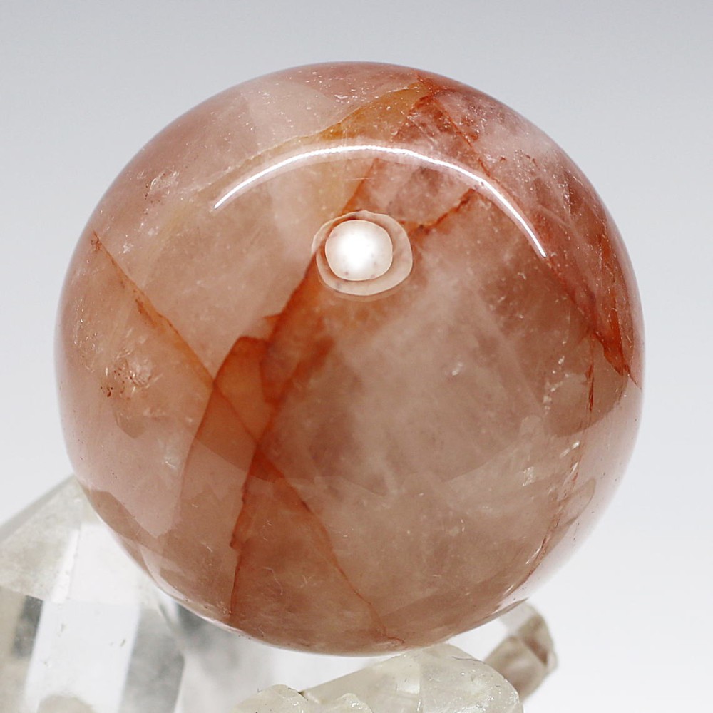 [マニカラン産]ヒマラヤ水晶丸玉/スフィア（赤褐色・ピンク系）(MNHC-SPHE577IS) | 天然石・パワーストーン Infonix