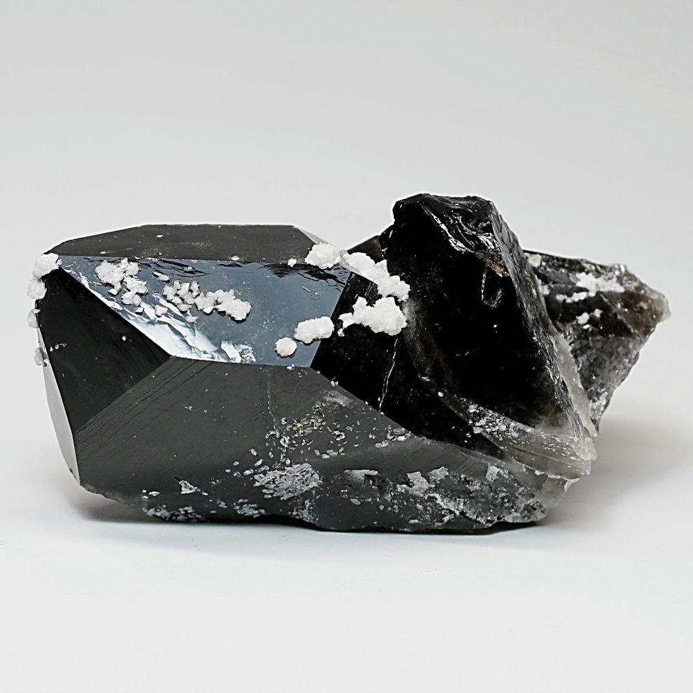 山東省産]フラワーカルサイトオン天然モリオン原石（黒水晶ナチュラル