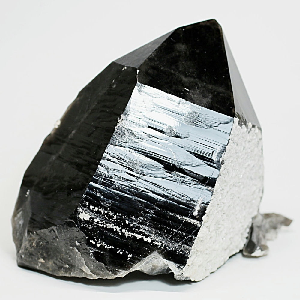 [山東省産]フラワーカルサイトオンモリオンナチュラルポイント/天然黒水晶（2.2kg大型原石！）
