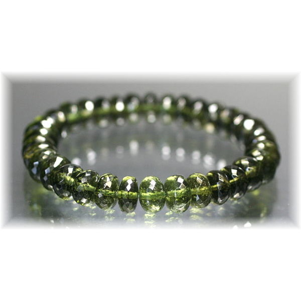 3A++]天然モルダバイトボタンカットブレスレット（約9.4-10.3mm・鑑別書付）(MOLDAVITE-MW306-IS)  天然石・パワーストーン Infonix（インフォニック）