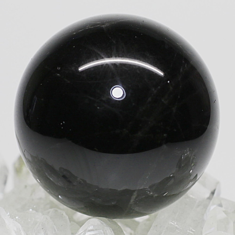 [山東省産]モリオン丸玉/黒水晶スフィア（直径50.0mm）