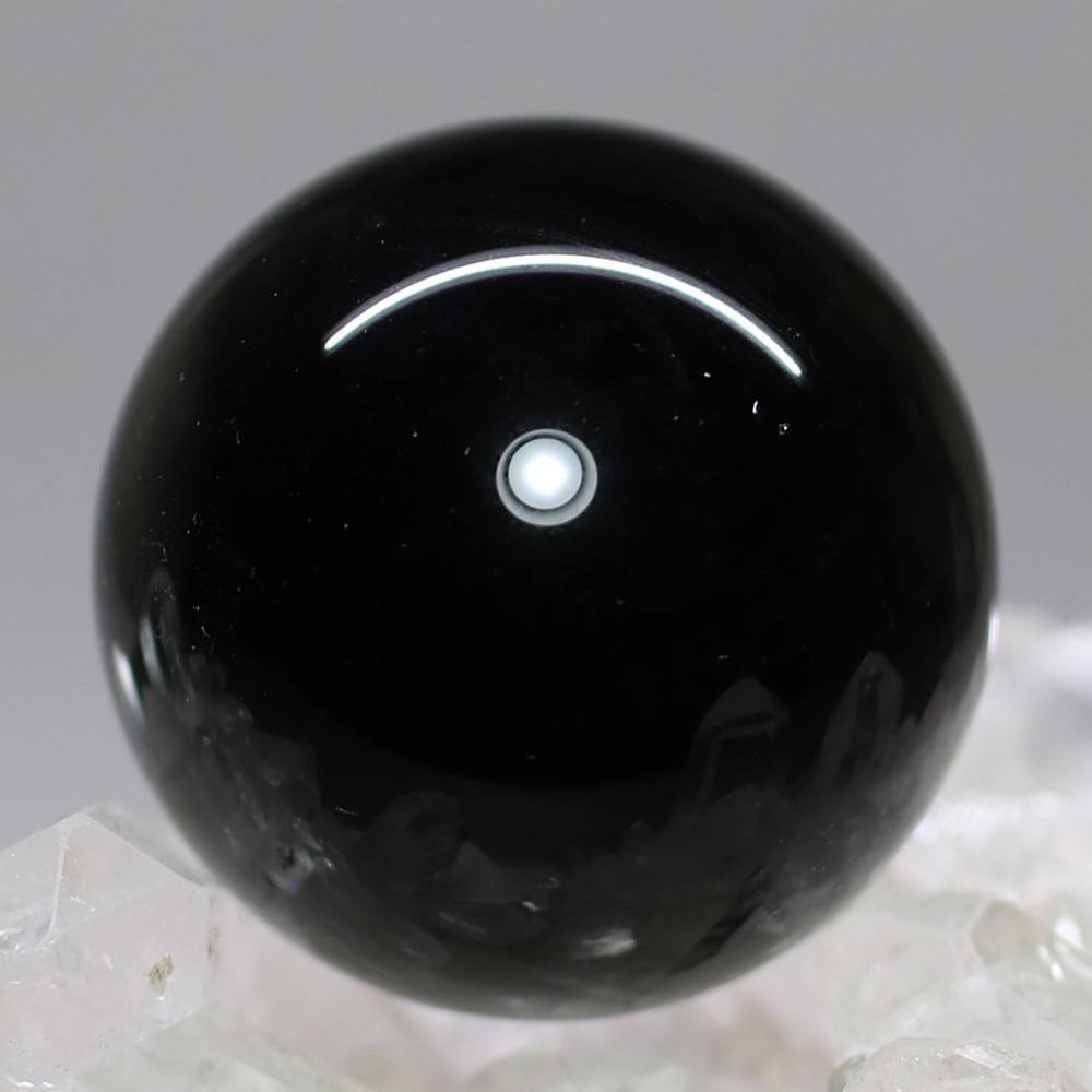 [山東省産]モリオン丸玉/天然黒水晶スフィア（34.5mm）