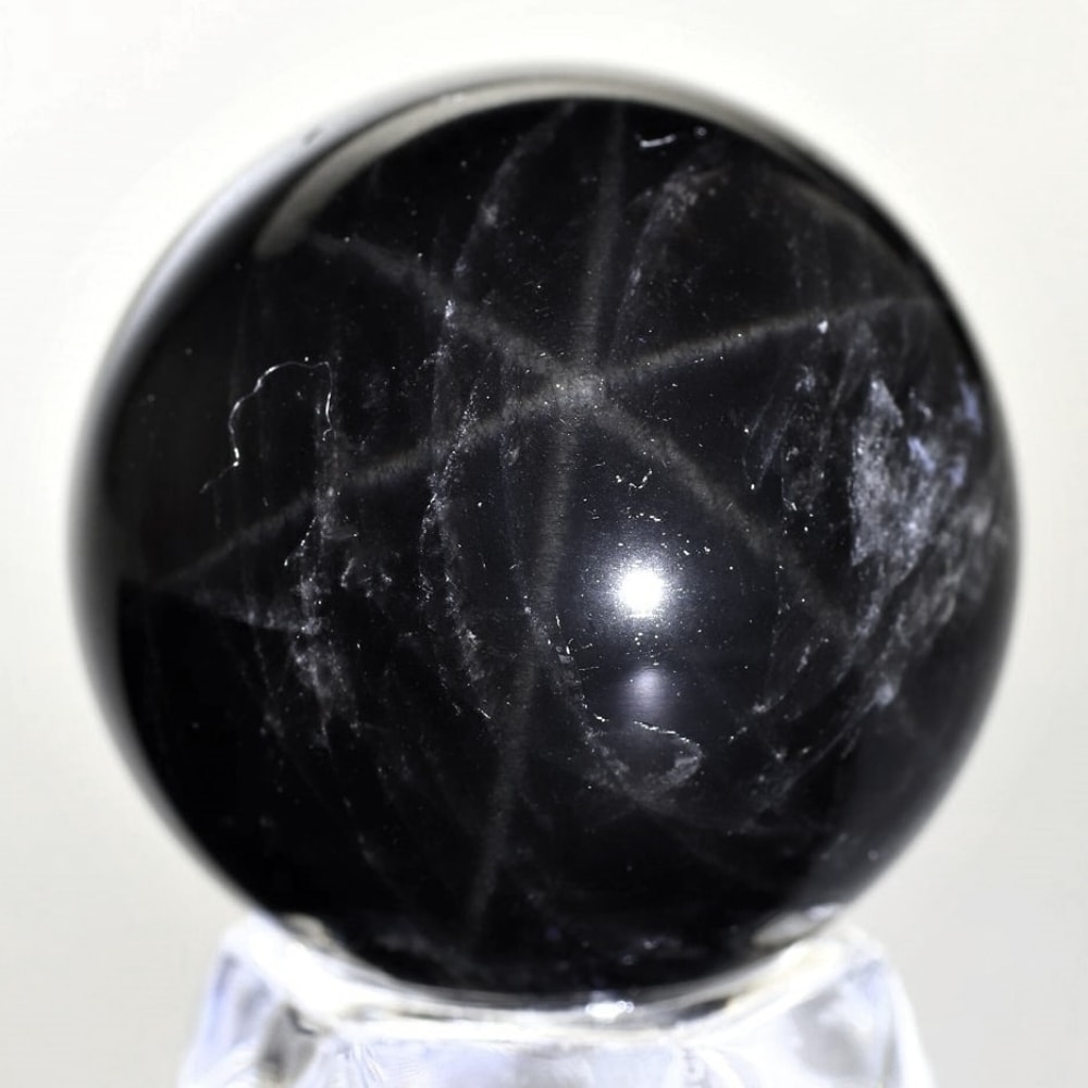 [山東省産]スターモリオン丸玉/天然黒水晶スフィア（直径34.1mm）