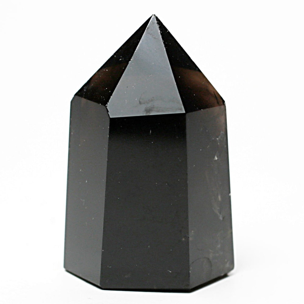 [山東省産]モリオンポリッシュポイント/黒水晶（高さ約38.1mm）