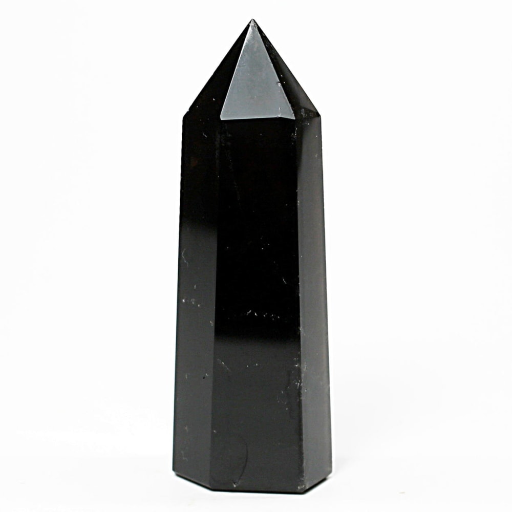 [山東省産]モリオンポリッシュポイント/黒水晶（高さ約62.5mm）