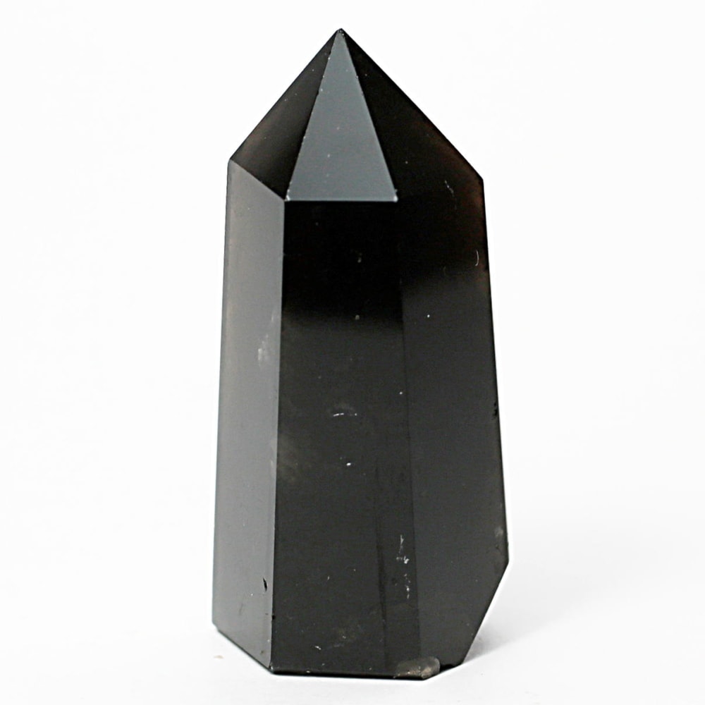[山東省産]モリオンポリッシュポイント/黒水晶（高さ約48.9mm）
